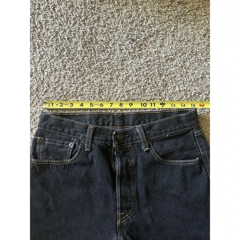Levi's Men's Black Denim Jeans Straight Fit Solid Logo Accents Regular 33x30